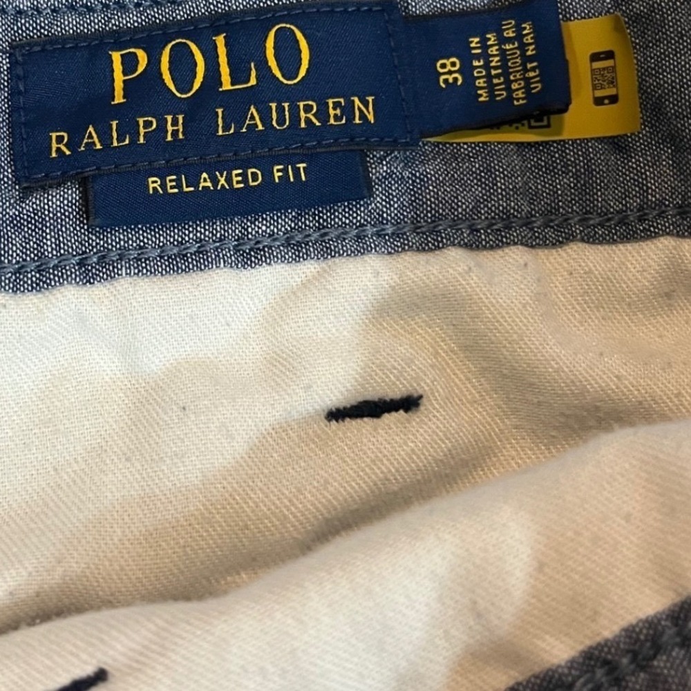 Polo Ralph Lauren Mens Relaxed Fit Chino Shorts Navy Blue Cotton Size 38